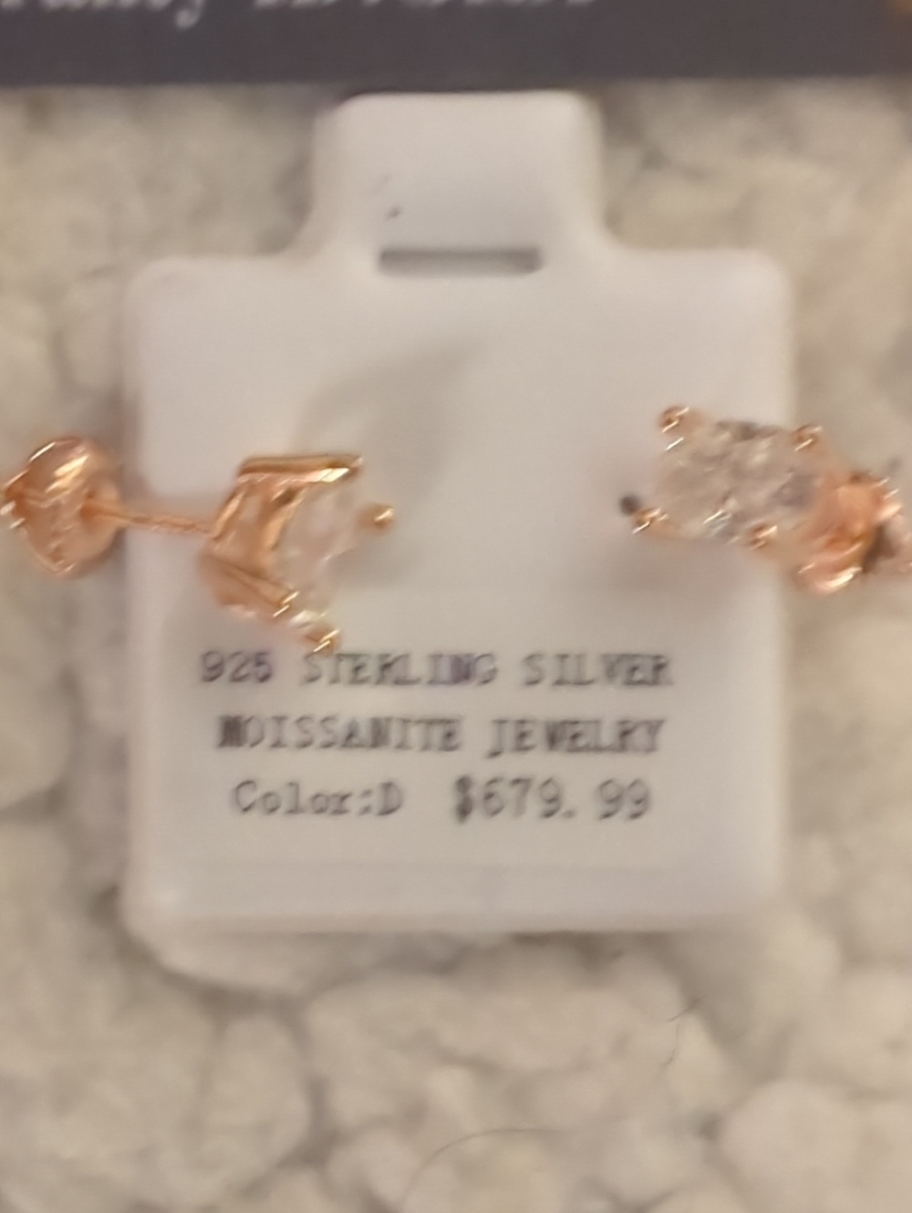 Sterling Silver Moissanite Rose Gold Screw Back Stud Earrings